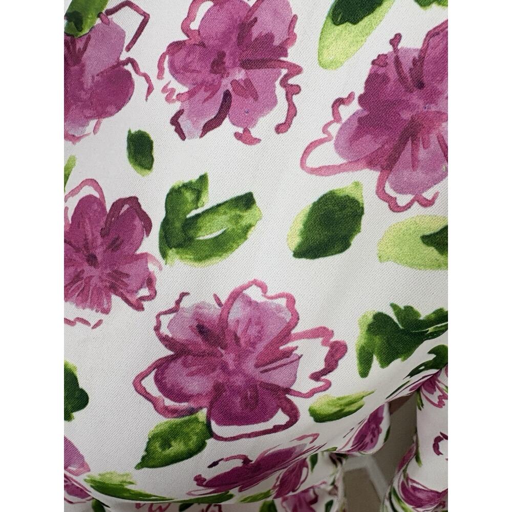 Zara Top Womens Size S White Pink Floral Silky Bloggers Fave Button Up‎ Blouse - Picture 12 of 13
